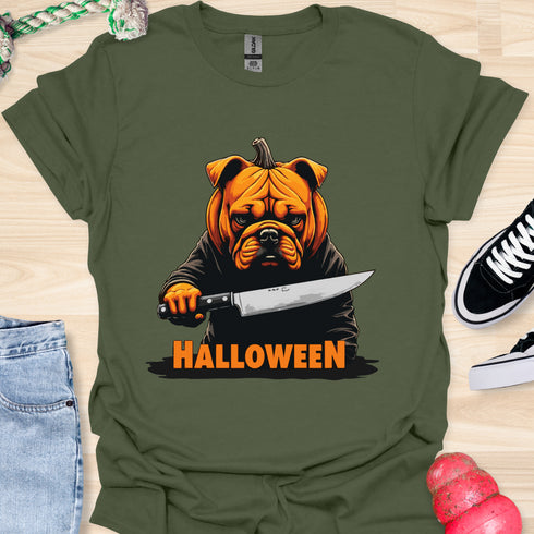 Halloween - V3 - Bulldog Pumpkin Head T-Shirt